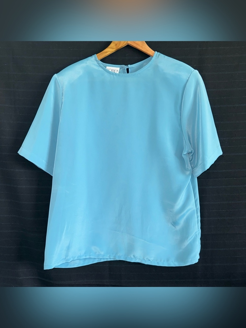 Koret Vintage Turquoise Blue Blouse Medium Minimalist Basic Layering Top Shirt